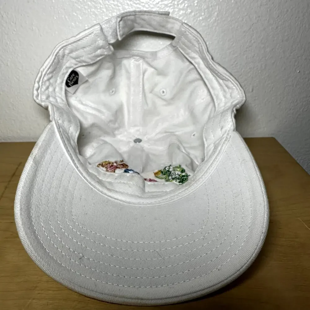 Care Bears Hat Baseball Cap Adjustable Hook Loop Embroidered Rainbow White OS